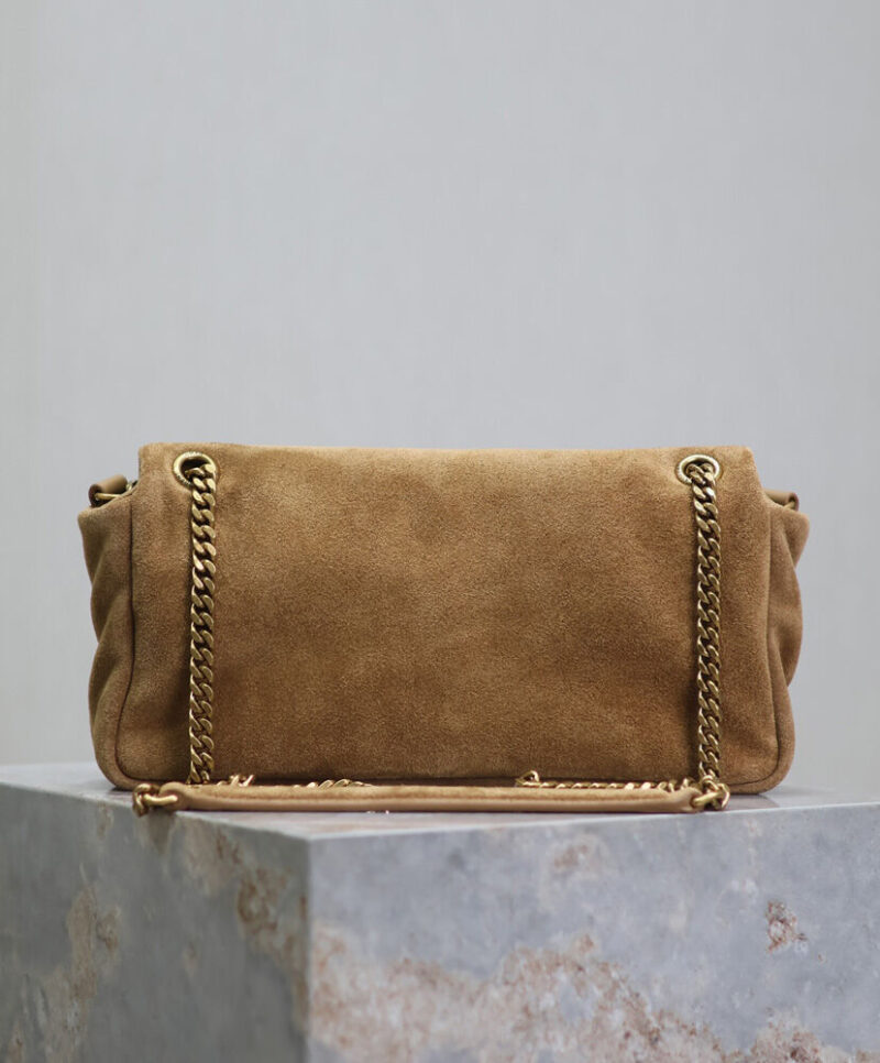 Saint Laurent Calypso Small Suede Shoulder Bag Fawn